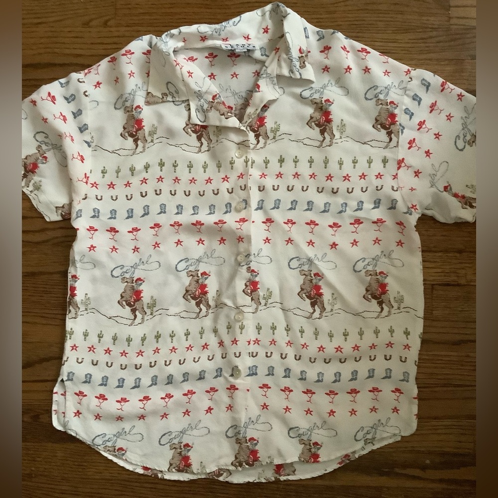 Lady Reiner Cowgirl Couture Shirt Small Blouse black Horse Roping  Button Front